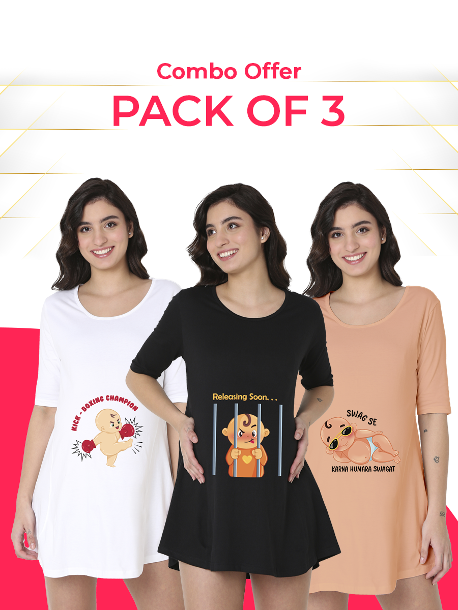 Maternity Combo - Pack of 3 tees (Swag se Swagat)