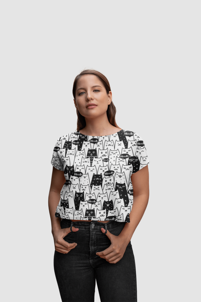 Cats – All over print (Crop T-Shirt)