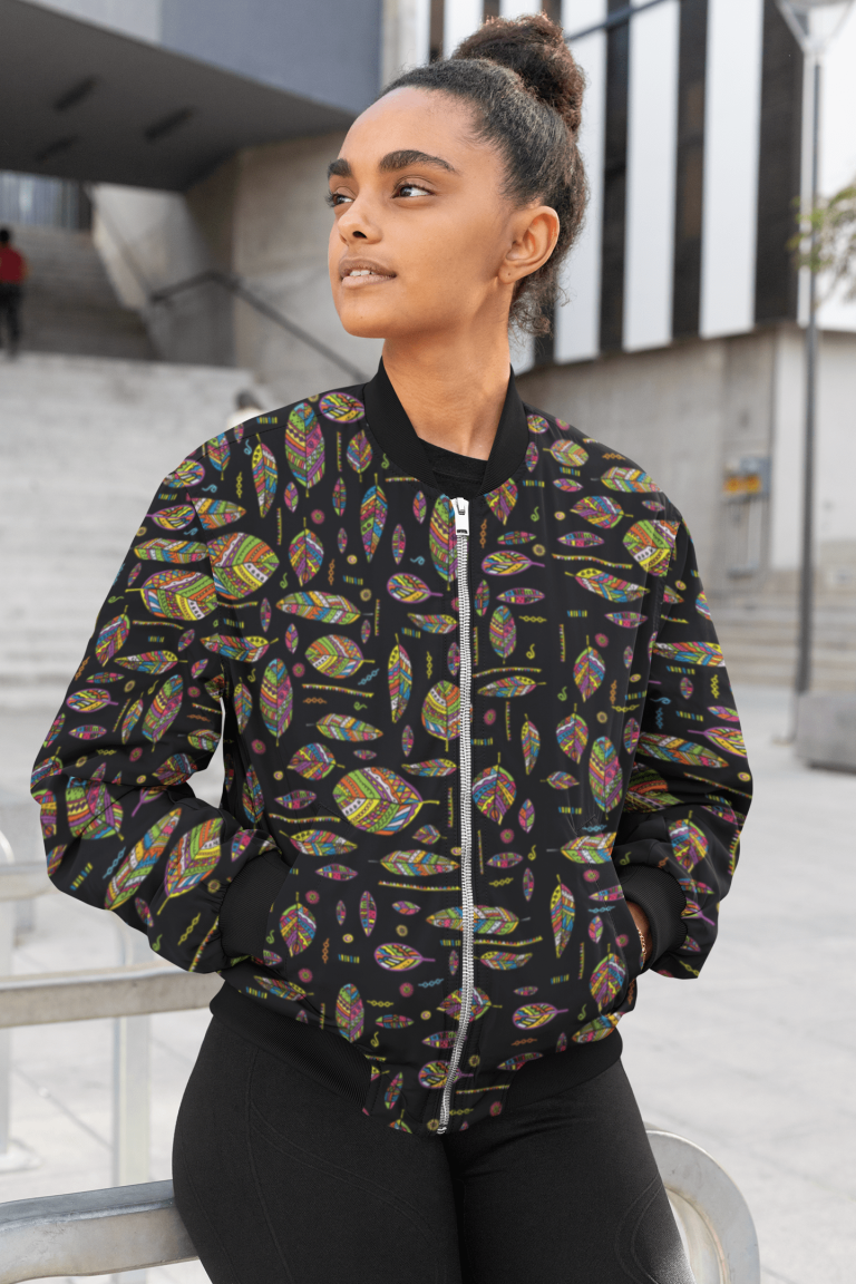 Feather design - All over print (Bomber Jacket)