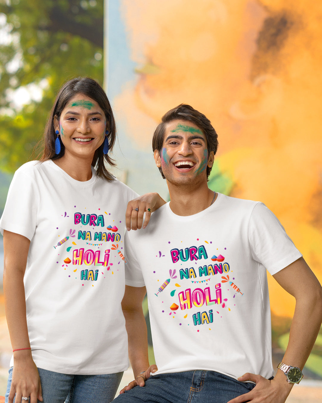 Couple Holi Tees - Bura Na Mano Holi Hai