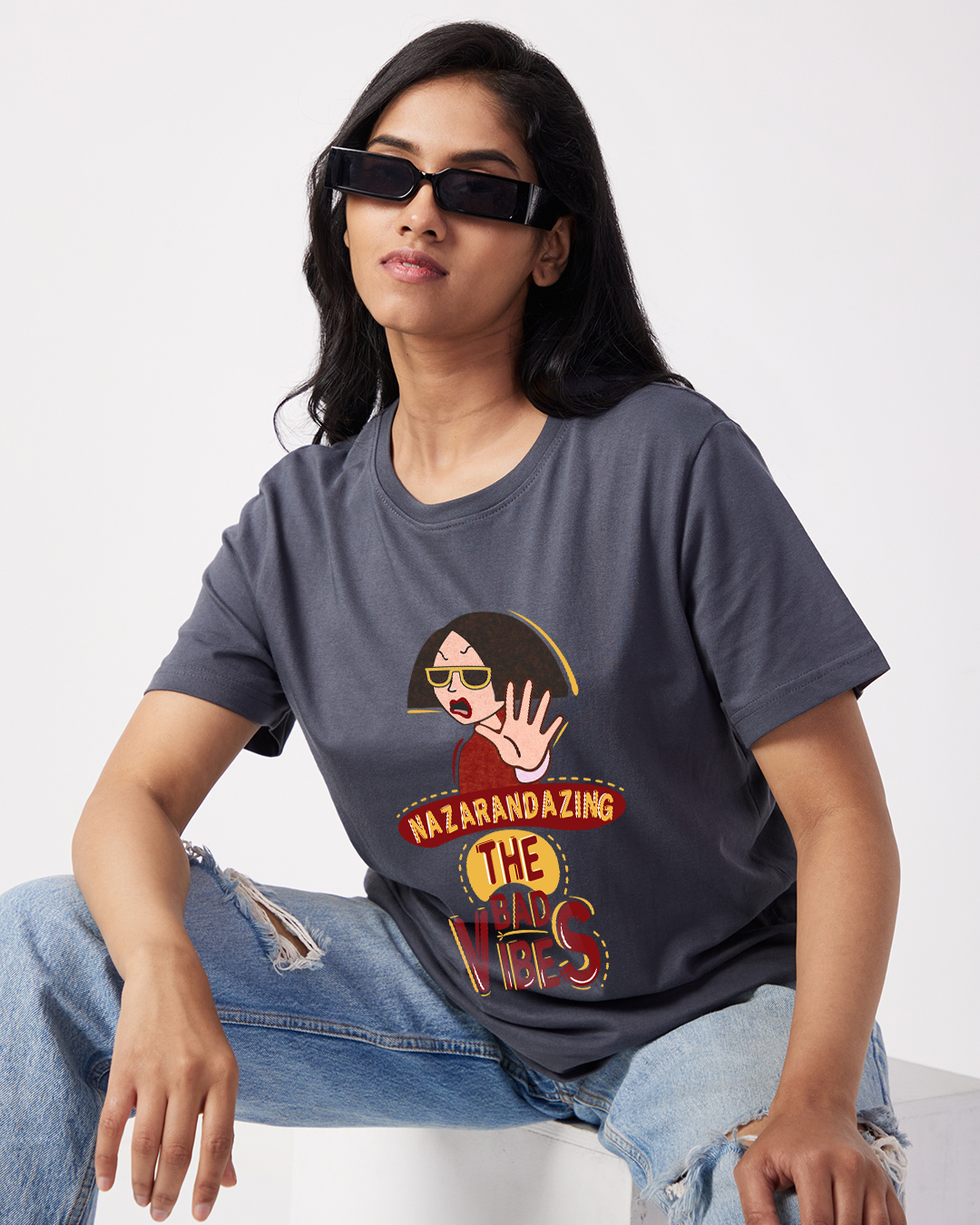 Nazarandazing Bad Vibes - Boyfriend Fit